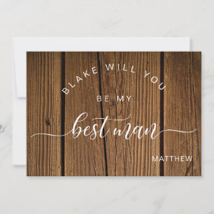 Kalligrafie Rustic Wood, Be My Best Man Kaart Notitiekaartje