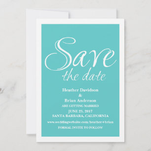 Kalligrafie Save the Date-uitnodiging, Turquoise Date