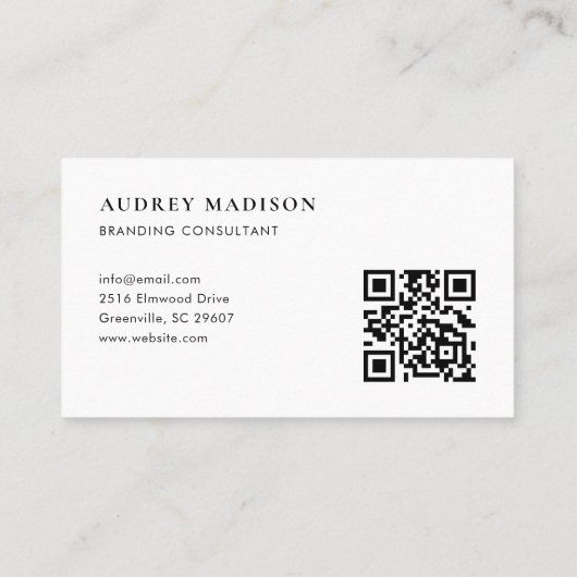 Kalligrafie Scannbare QR-code Girly White Visitekaartje (Achterkant)
