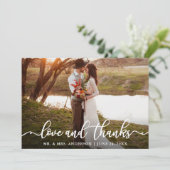 Kalligrafie Schrift Liebe Dank Hochzeitsfoto Bedankkaart (Staand voorkant)