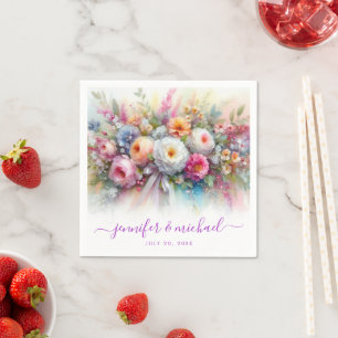 Kalligrafie Schrift Waterverf Bloem Bruiloft Servet
