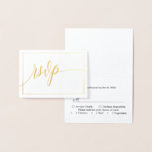 Kalligrafie Schrift Wit En Goud RSVP Folie Kaarten