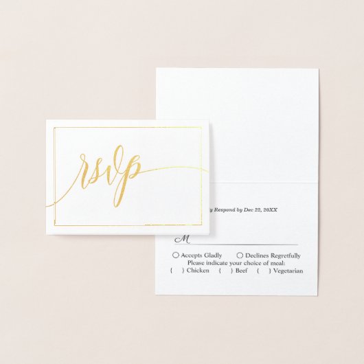 Kalligrafie Schrift Wit En Goud RSVP Folie Kaarten (Display)