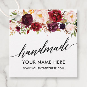 Kalligrafie Script Bourgondië Floral Handmade Bedankjes Labels