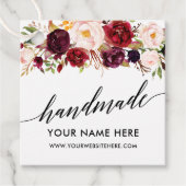 Kalligrafie Script Bourgondië Floral Handmade Bedankjes Labels (Voorkant)