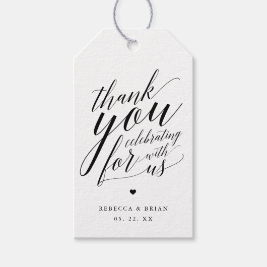 Kalligrafie Script bruiloft dank u cadeau Label Cadeaulabel (Voorkant)