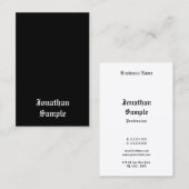 Kalligrafie Script Classic Zwart Wit Retro Look Visitekaartje (Voorkant / Achterkant)