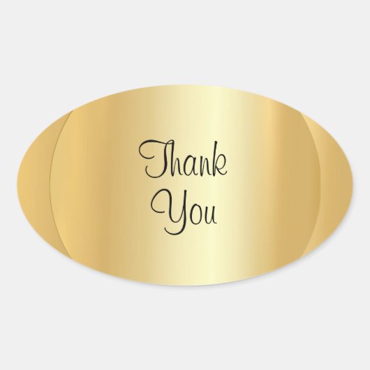 Kalligrafie Script Dank u Faux Gold Elegant Ovale Sticker (Voorkant)