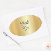 Kalligrafie Script Dank u Faux Gold Elegant Ovale Sticker (Envelop)