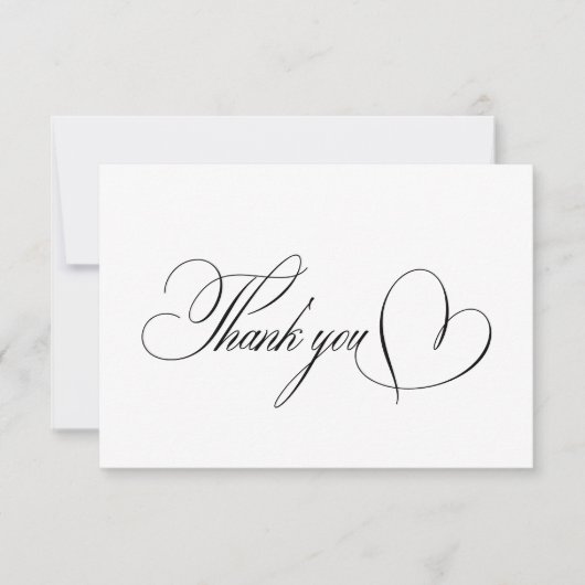 Kalligrafie script eenvoudige boodschap bruiloft bedankkaart (Voorkant)