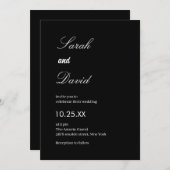 Kalligrafie script eenvoudige zwart-wit bruiloft kaart (Voorkant / Achterkant)