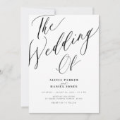 Kalligrafie script elegante zwart-wit bruiloft kaart (Voorkant)