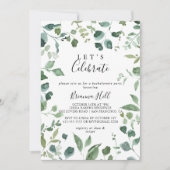 Kalligrafie Script gebladerte Laten we feest viere Kaart (Voorkant)