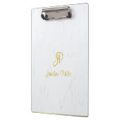 Kalligrafie Script Goud Monogram Elegant Marmer Klembord (Links)