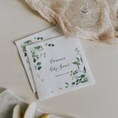 Kalligrafie Script groen gebladerte Baby shower Servet