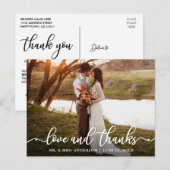 Kalligrafie Script Love Thanks Trouwfoto Briefkaart (Voorkant / Achterkant)
