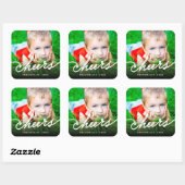 Kalligrafie Script Modernewns Foto Vakantie Vierkante Sticker (Vel)