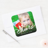 Kalligrafie Script Modernewns Foto Vakantie Vierkante Sticker (Envelop)