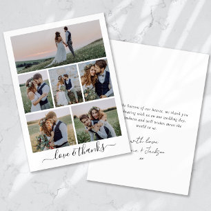 Kalligrafie Script Multi Photo Wedding Bedankkaart