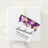 Kalligrafie Script Paarse Bloemen Handgemaakt Bedankjes Labels (In situ)