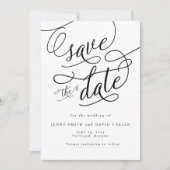 Kalligrafie Script Photo Save the Date Kaart (Voorkant)