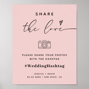 Kalligrafie Script Share De liefde bruiloft hashta Poster