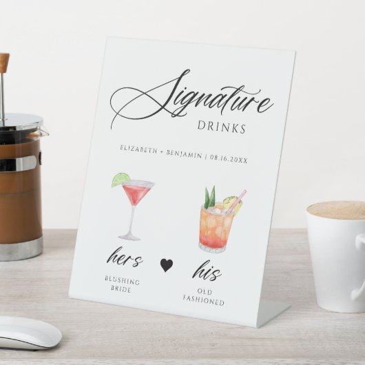 Kalligrafie Script Signature Drink bruiloft Bar Reclamebord Met Voetstuk (Insitu)