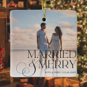 Kalligrafie Script Trouwen Eerste Kerst Metaal Keramisch Ornament