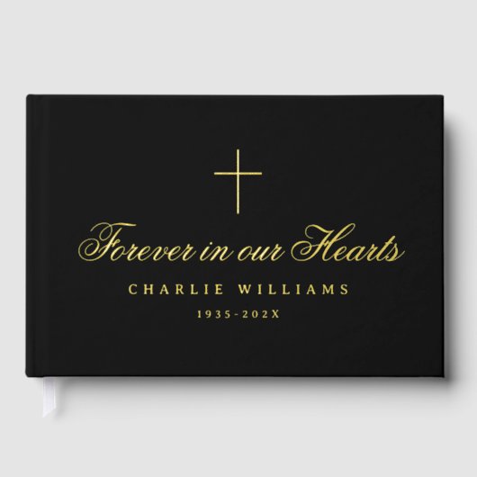Kalligrafie script voor altijd in onze harten begr gastenboek (Voorkant)