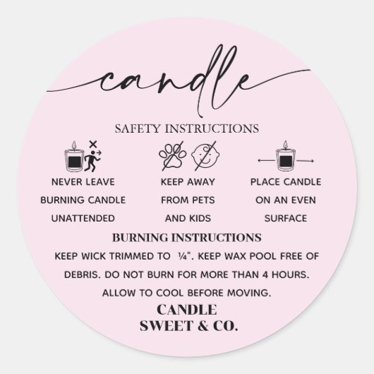 kalligrafie Script Waarschuwing Kaars Roze Blush Ronde Sticker (Voorkant)