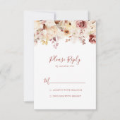 Kalligrafie sierlijke bloemen RSVP Kaartje (Voorkant)