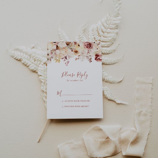 Kalligrafie sierlijke bloemen RSVP Kaartje