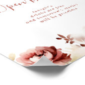 Kalligrafie sierlijke bloemenbruiloft open barteke poster (Hoek)