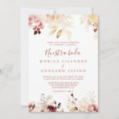 Kalligrafie sierlijke bloemennuestra boda bruiloft kaart (Voorkant)