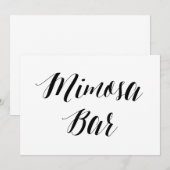 Kalligrafie Stijl "Mimosa Bar" Trouwbord Kaart (Voorkant / Achterkant)
