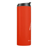 Kalligrafie stijlvol rood wit monogram jouw naam thermosbeker (Gedraaid links)