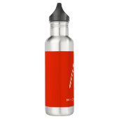 Kalligrafie stijlvol rood wit monogram jouw naam waterfles  (Links)