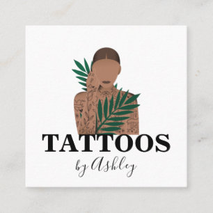 Kalligrafie Tattoo Artiest Social Media Meisje Vierkante Visitekaartje