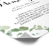 Kalligrafie Ter Lieve Herinnering Eucalyptus Bord Poster (Hoek)
