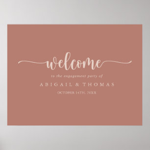 Kalligrafie Terracotta Verloving Feest Welkom  Poster