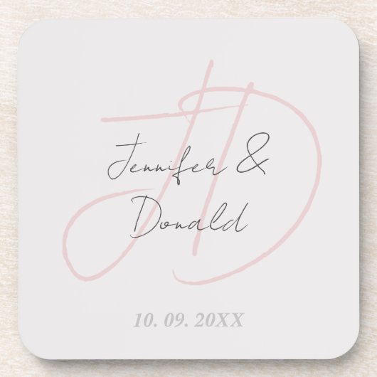 Kalligrafie trendy klassiek schrift monogram bier onderzetter (Voorkant)