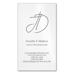 Kalligrafie trendy klassiek schrift monogram grijs magnetisch visitekaartje