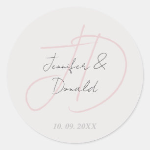 Kalligrafie trendy klassiek schrift monogram ronde sticker