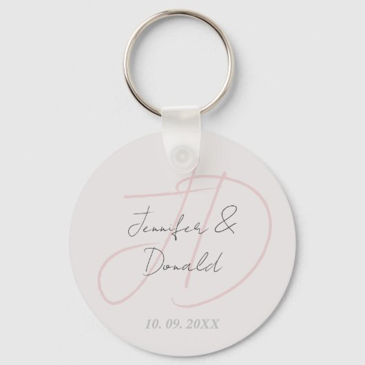 Kalligrafie trendy klassiek schrift monogram sleutelhanger (Voorkant)