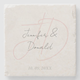 Kalligrafie trendy klassiek schrift monogram stenen onderzetter