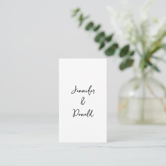Kalligrafie trendy klassiek script gewoon persoonl informatiekaartje (Staand voorkant)
