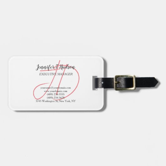 Kalligrafie trendy klassiek script monogram bagagelabel (Voorkant horizontaal)