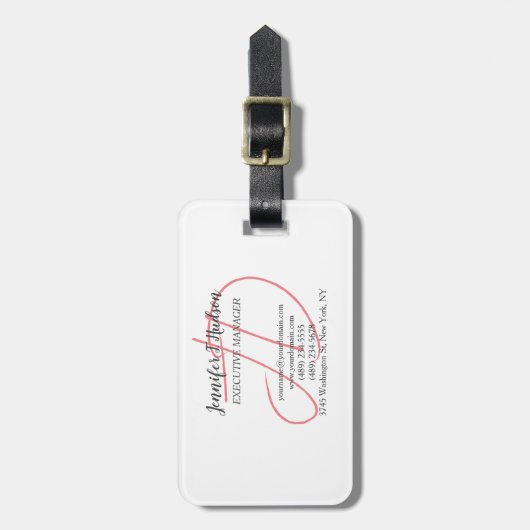 Kalligrafie trendy klassiek script monogram bagagelabel (Voorkant verticaal)