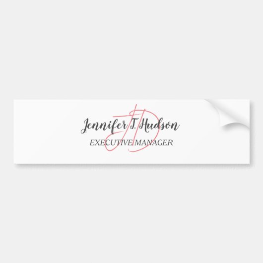 Kalligrafie trendy klassiek script monogram bumpersticker (Voorkant)