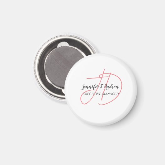 Kalligrafie trendy klassiek script monogram magneet (Voorkant / Achterkant)